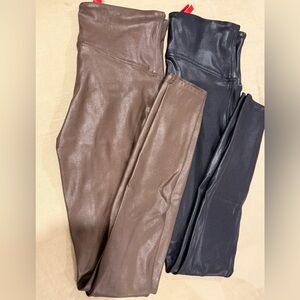 TWO pairs of SPANX Shiny (Brown and Black ) Leggings